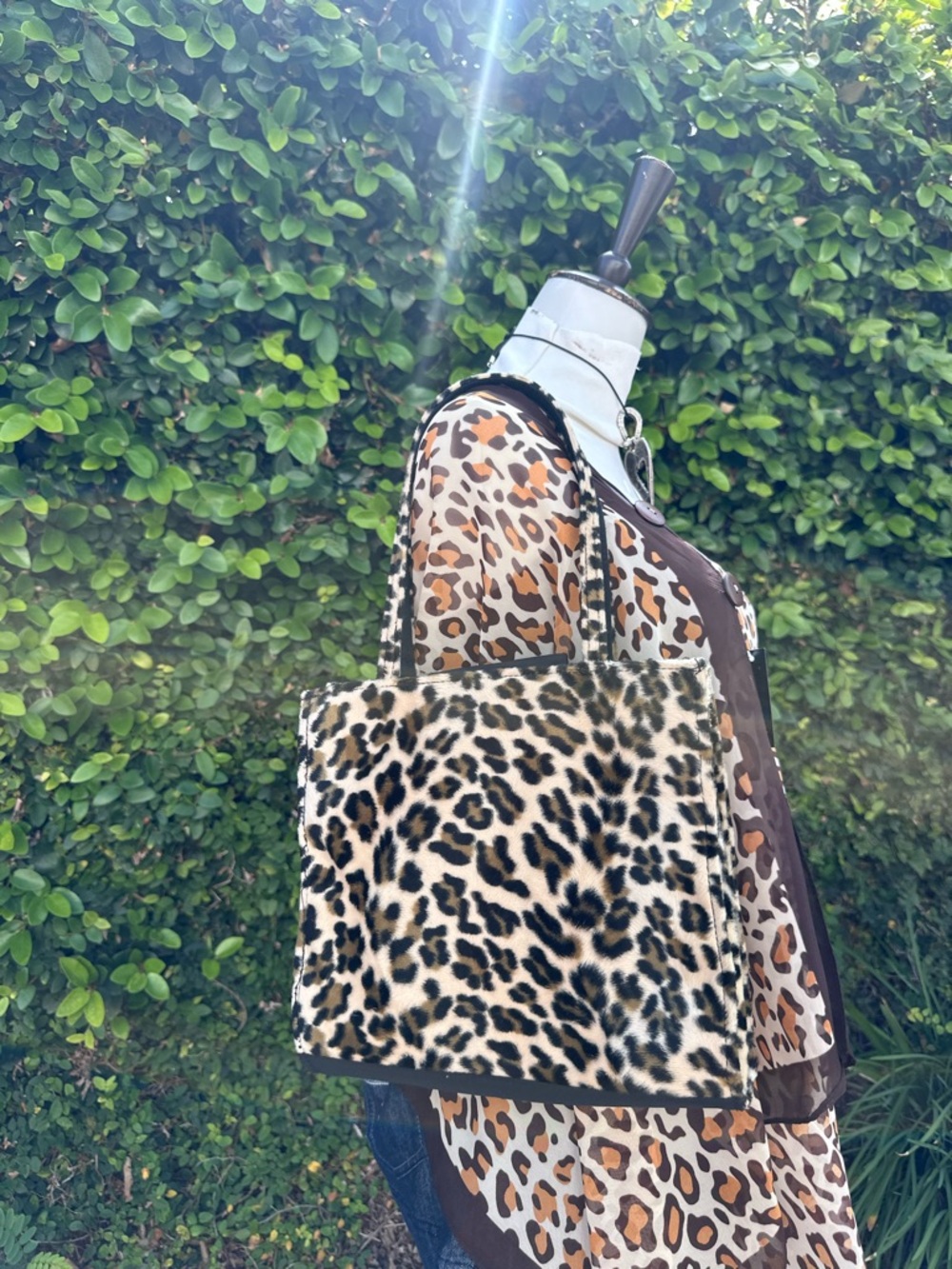 ✨Vintage Leopard Print Faux Fur Tote Bag